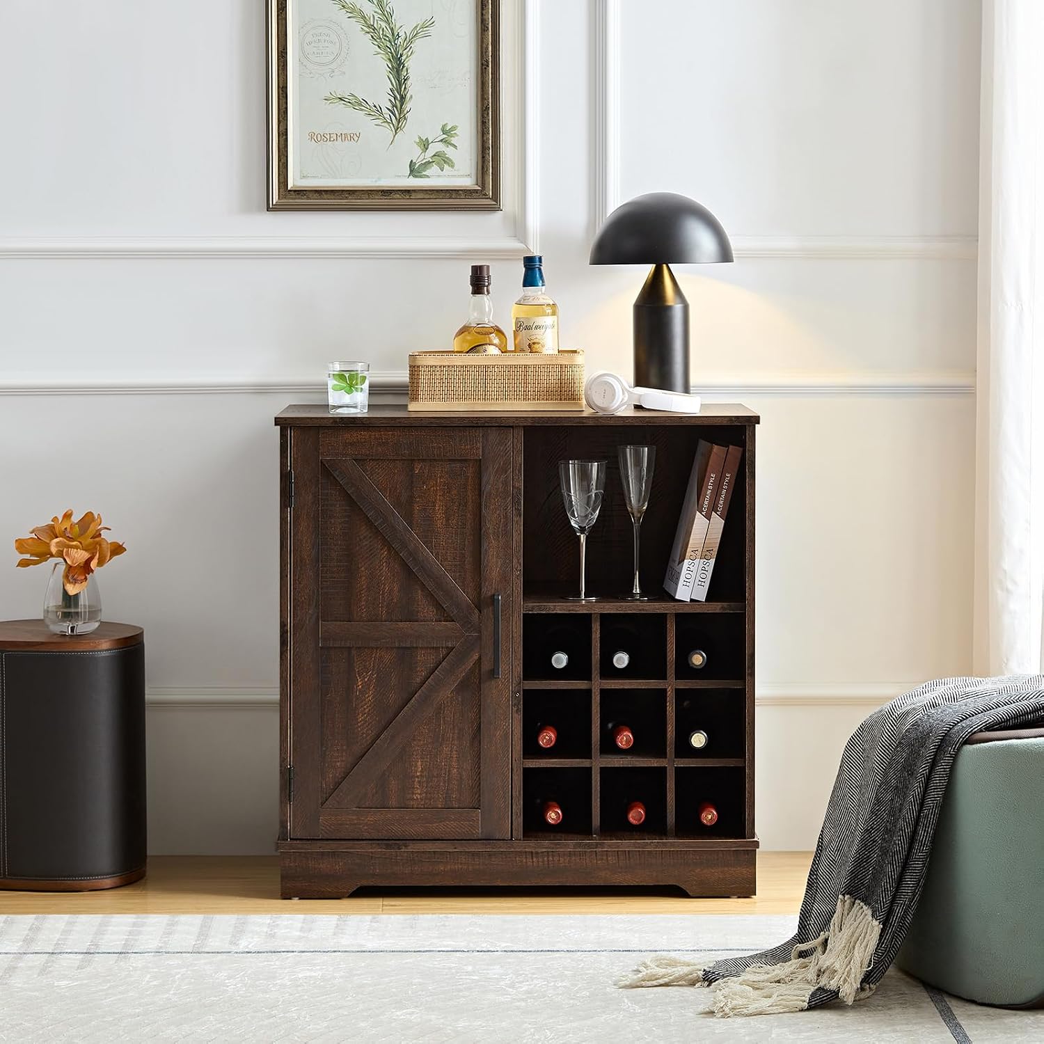 Home Bar And Cabinet - Farmhouse Bar Cabinet Wine Rack Glass