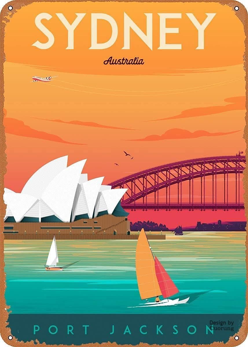 Home Bar Sydney - Man Cave Decor Travel Metal Tin
