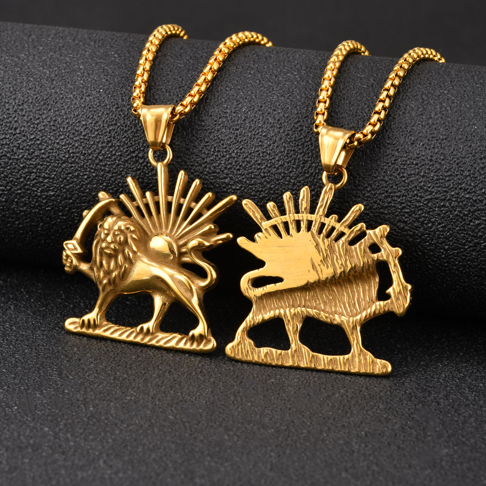 Bar Cart Gold - Vnox Lion Sun Pendant Necklace for