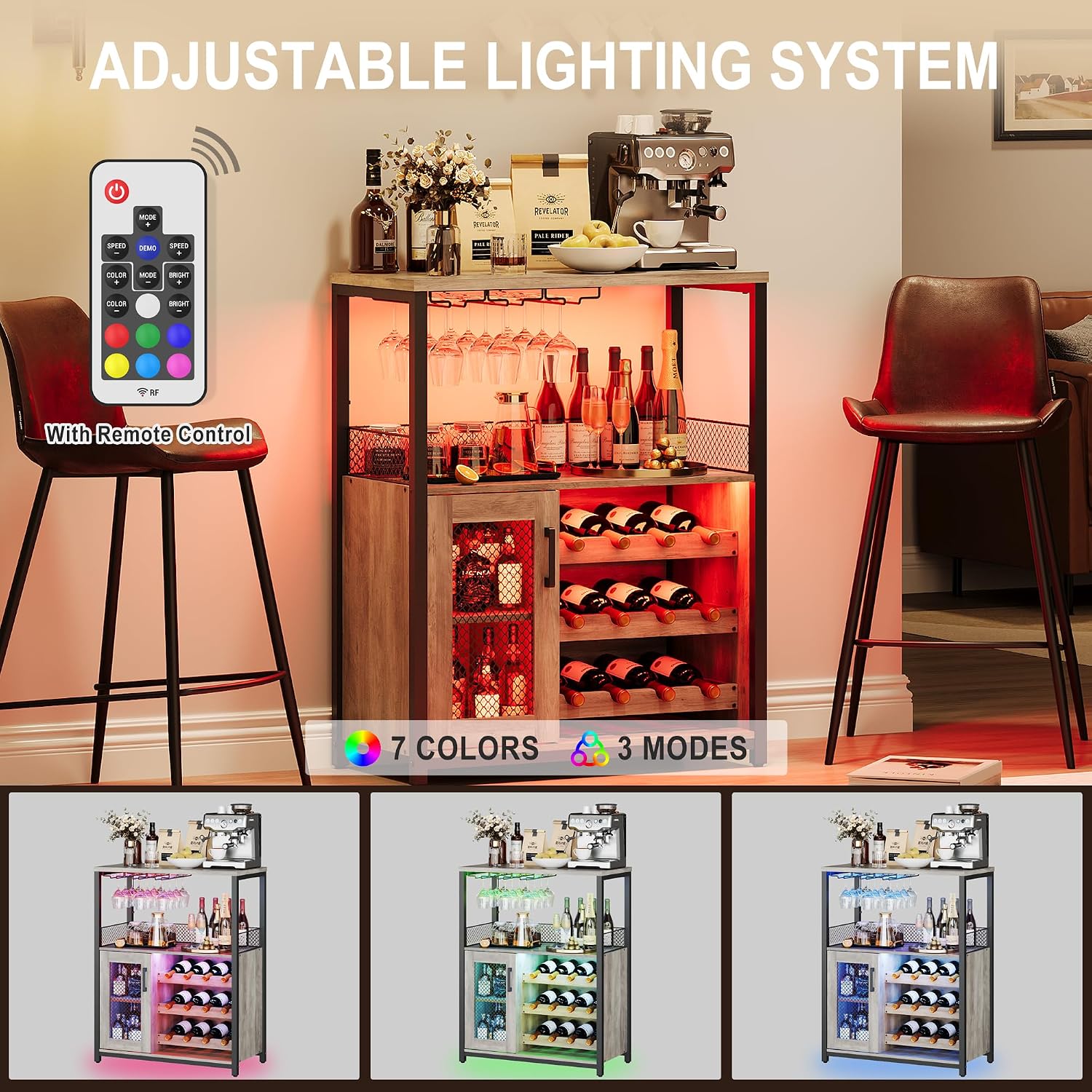 3 Tier Wine Bar Cabinet LED Li - огляд і ціна Home Bar And Cabinet