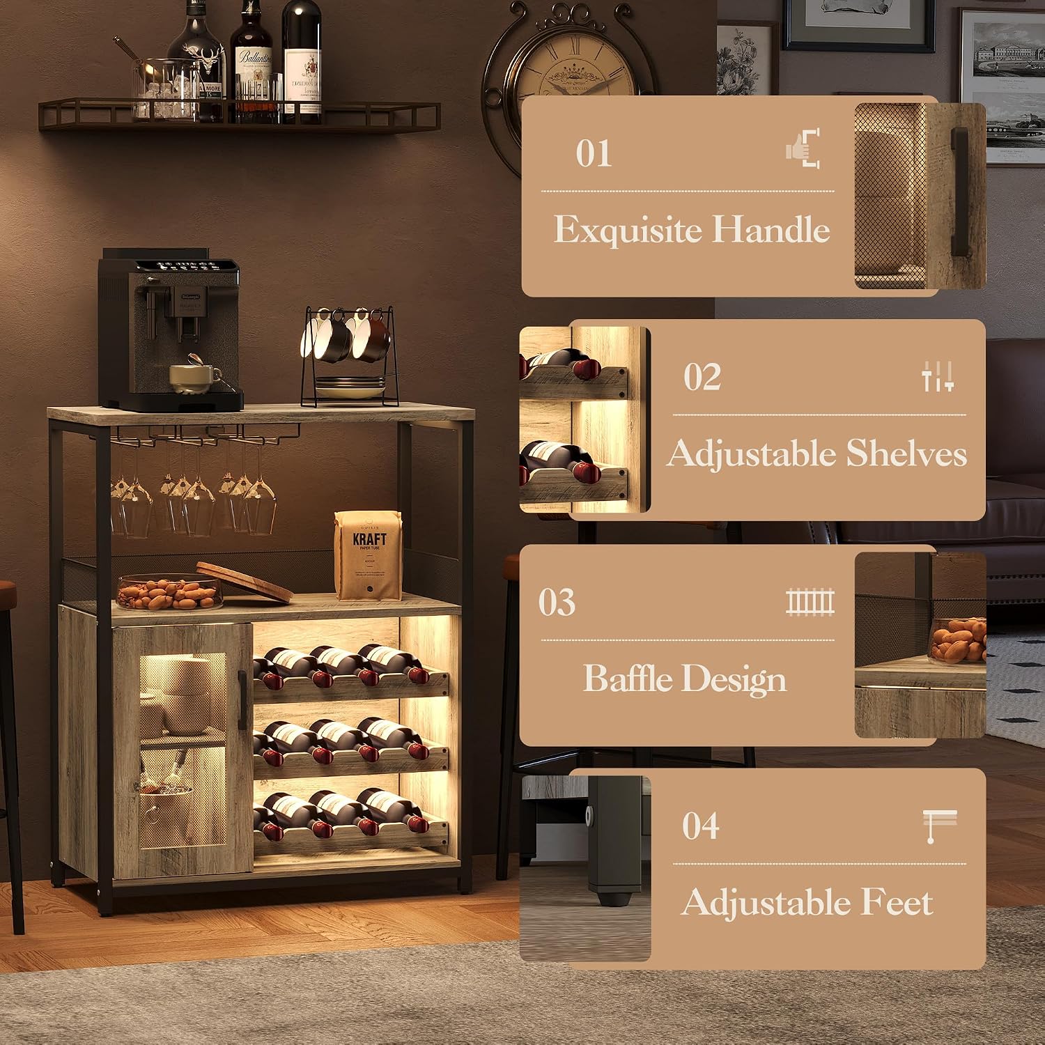 3 Tier Wine Bar Cabinet LED Li - огляд і ціна Home Bar And Cabinet