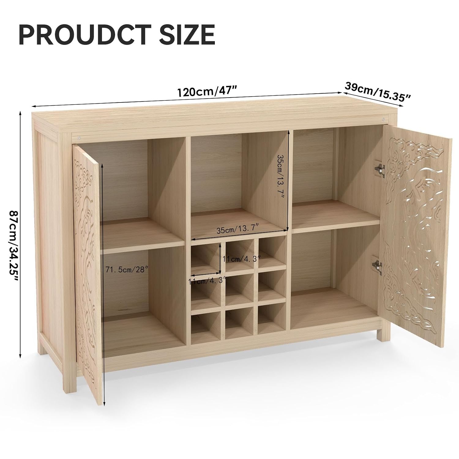 Wood Bar Cabinet with Adjustab - огляд і ціна Home Bar And Cabinet