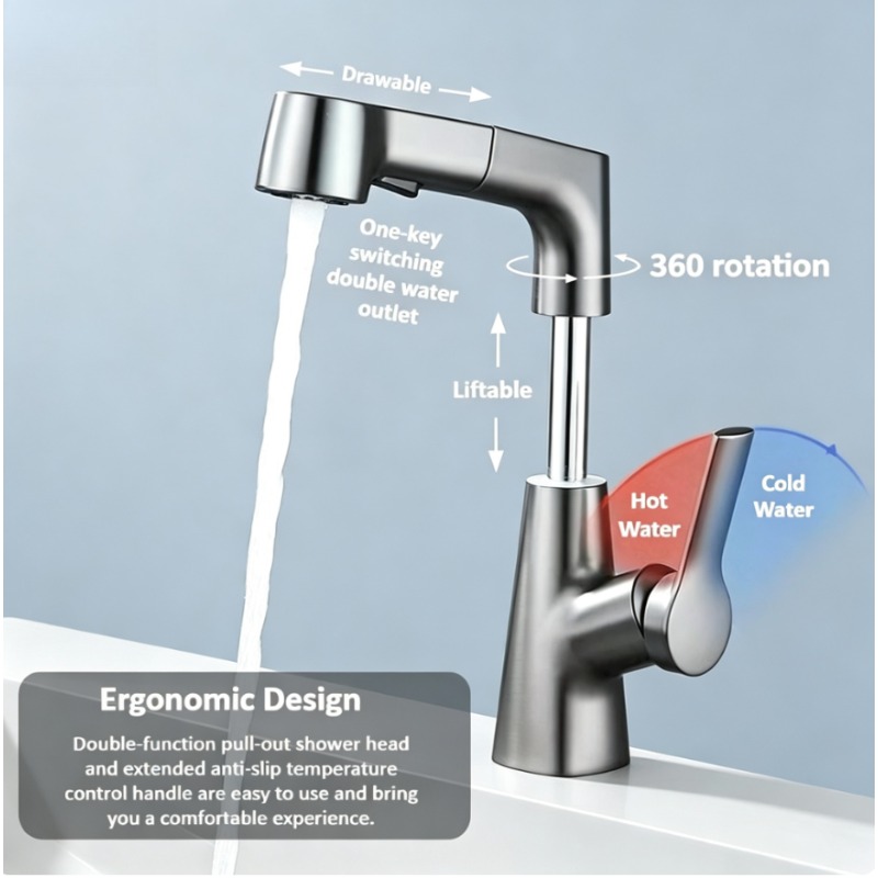 Pull-out faucet in bathroom, h - огляд і ціна Home Bar Sink